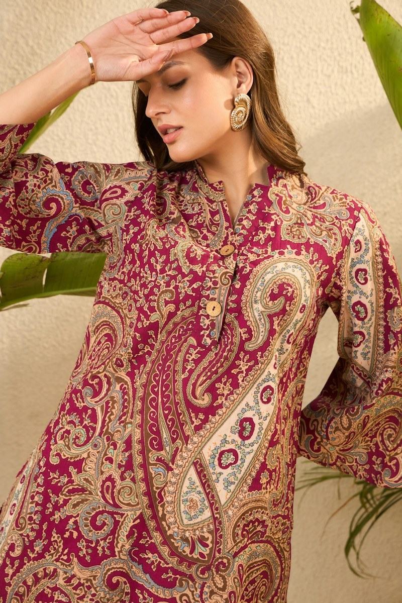 Roz Marra Kaftan 2 Piece Solid Cambric Suit in Neela