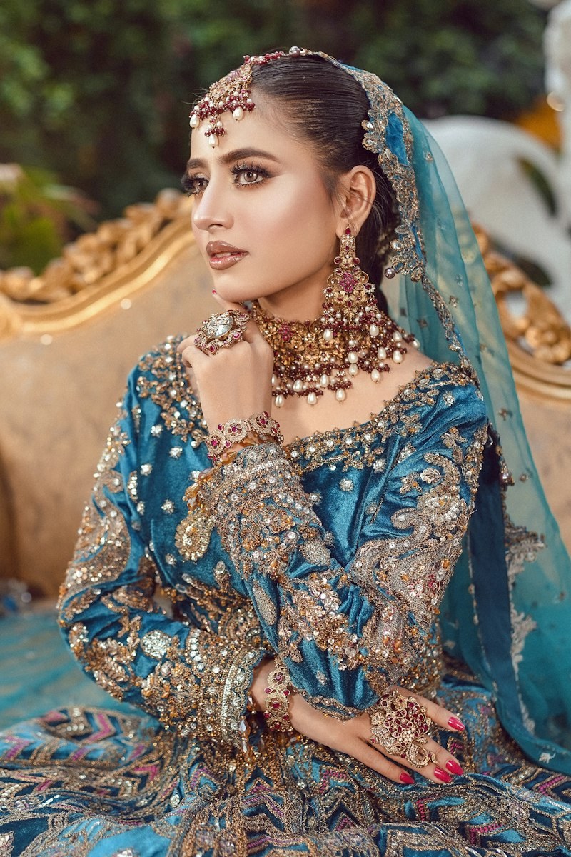 Aangan Shalwar Kameez 3 Piece Printed Dobby Suit in Surmai