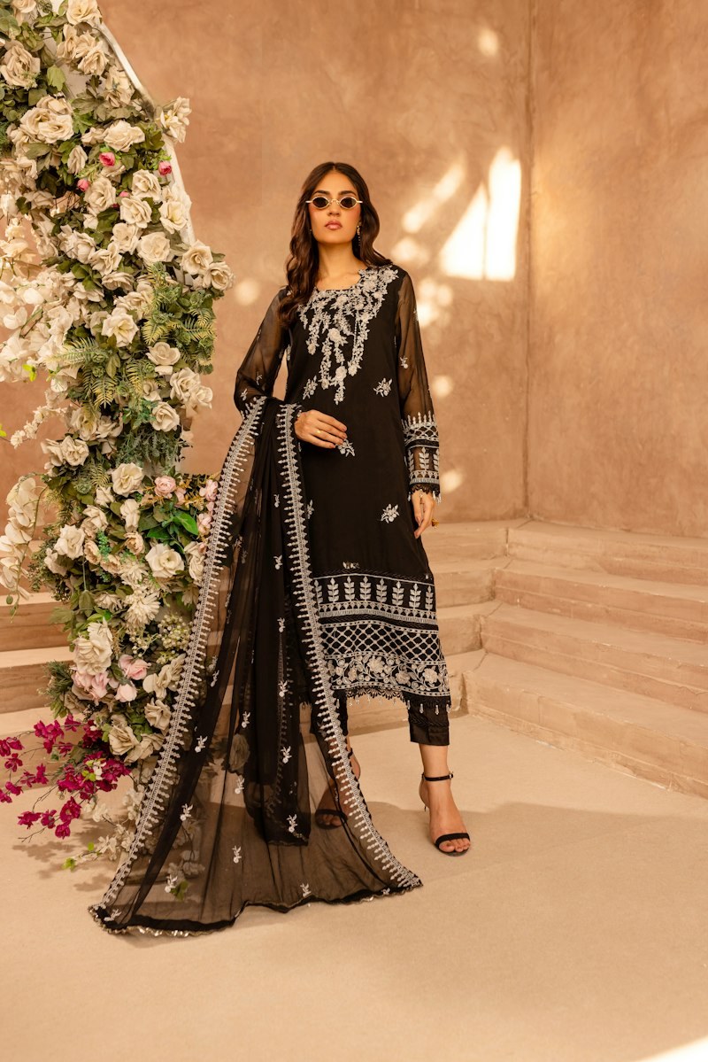 Gulbagh Angrakha 3 Piece Embroidered Lawn Suit in Rani