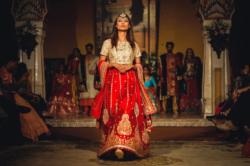 Mehfil Anarkali 3 Piece Jacquard Katan Silk Suit in Laal